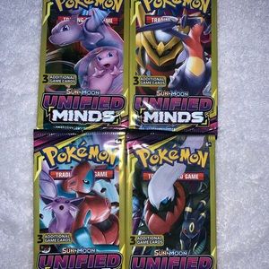 4x Pokémon Unified Minds 3 card Booster Pack(s)